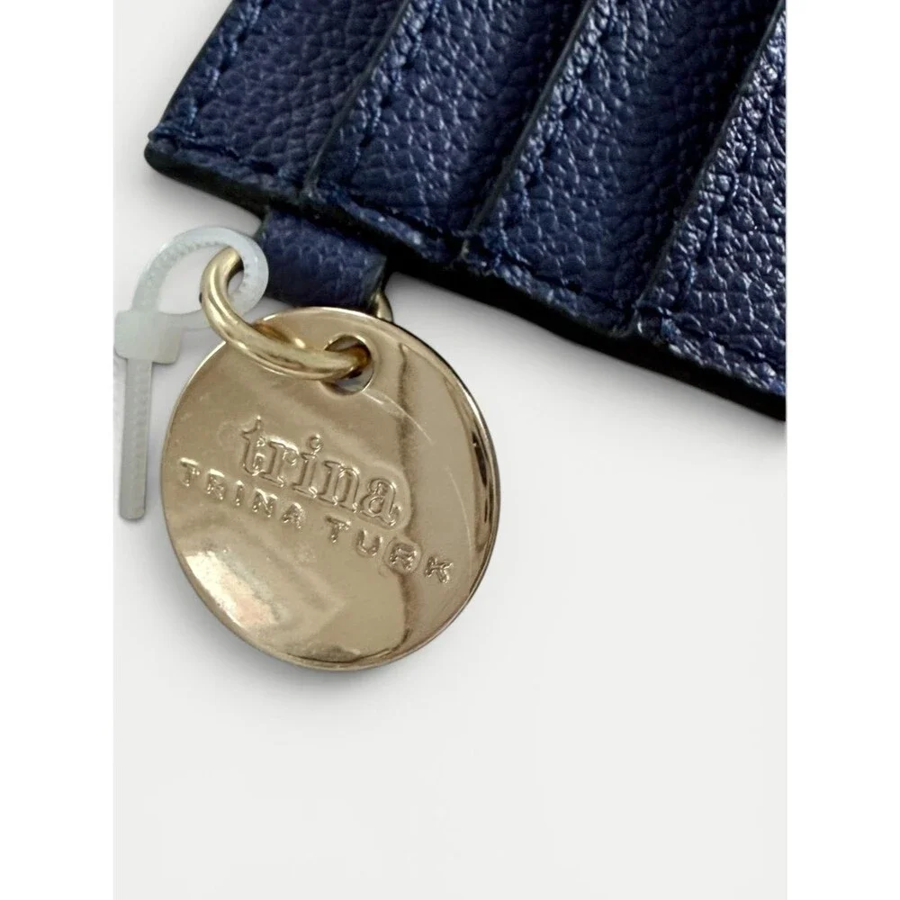 Trina Turk Blue Floral Card Holder Wallet Keychain Charm